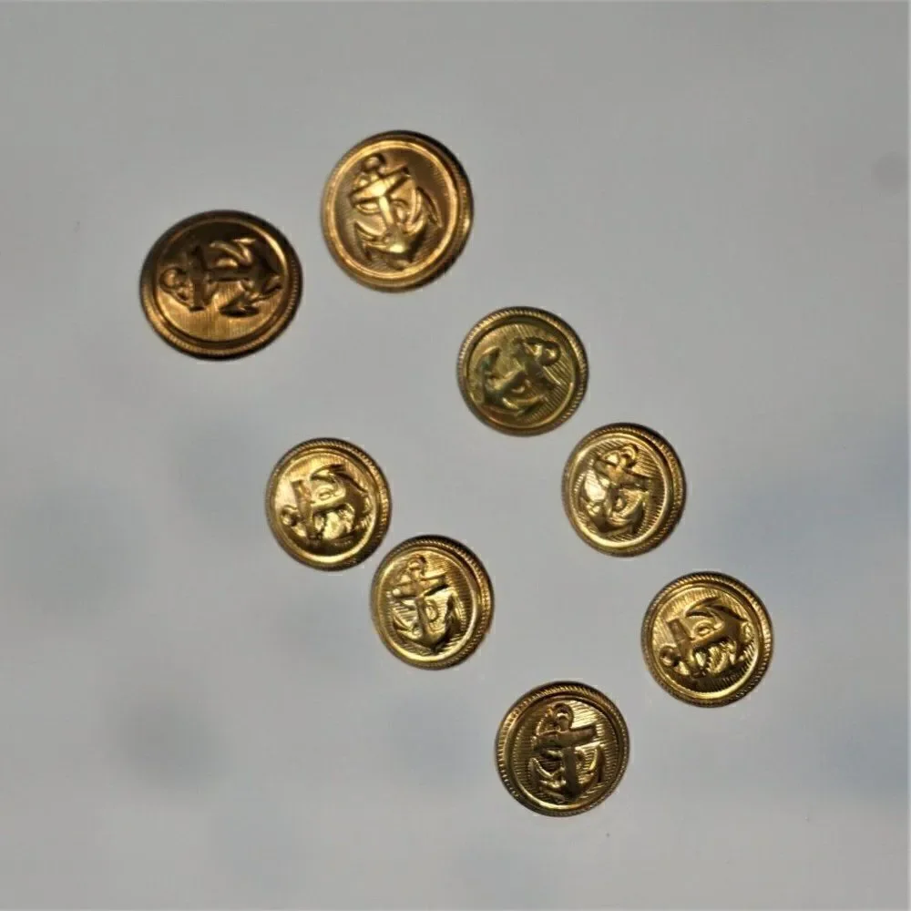 Vintage Anchor Buttons Gold Tone Lot Of 8